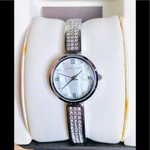 NWB AK MOTHER OF PEARL SWAROVSKI WATCH